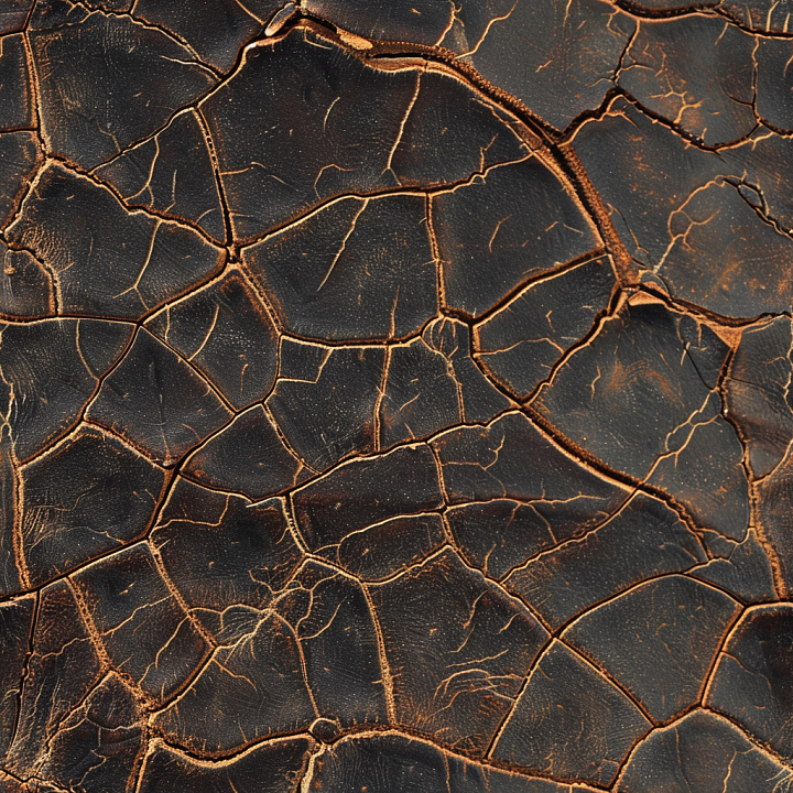 Cracked Distressed Brown Leather With Rugged Cracks And Aged Finish seamless PBR texture preview