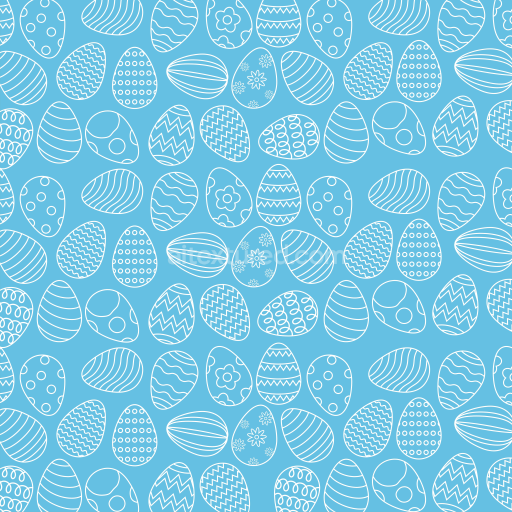 Seamless 3D PBR texture of white Easter egg outlines on blue background