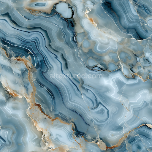 Seamless 3D Blue Savoy Marble PBR Texture with Polished Layered Veins