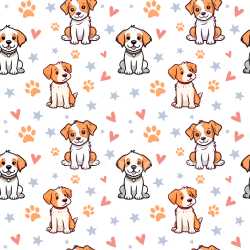 Pattern Bundle - Seamless 3D Pattern PBR Texture Featuring Cute Dog Motifs with Hearts and Paw Prints texture preview