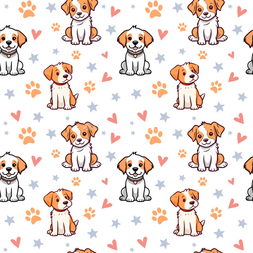 Pattern Bundle - Seamless 3D Pattern PBR Texture Featuring Cute Dog Motifs with Hearts and Paw Prints texture preview
