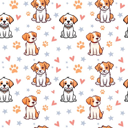 Pattern PBR Texture Featuring Cute Dog Motifs with Hearts and Paw Prints seamless Pattern Bundle PBR texture