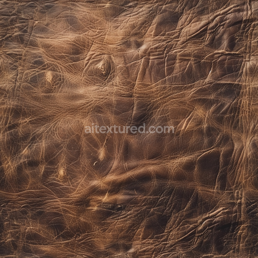 Seamless 3D Distressed Brown Leather PBR Texture with Aged Wrinkles and Creases