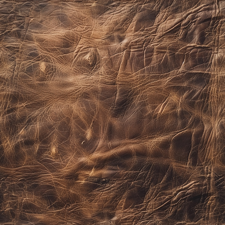 Distressed Brown Leather with Aged Wrinkles and Creases seamless PBR texture preview