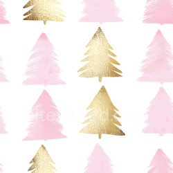 seamless Seamless 3D PBR Texture of Pink and Gold Stylized Christmas Trees on White Background texture 8k free download PBR