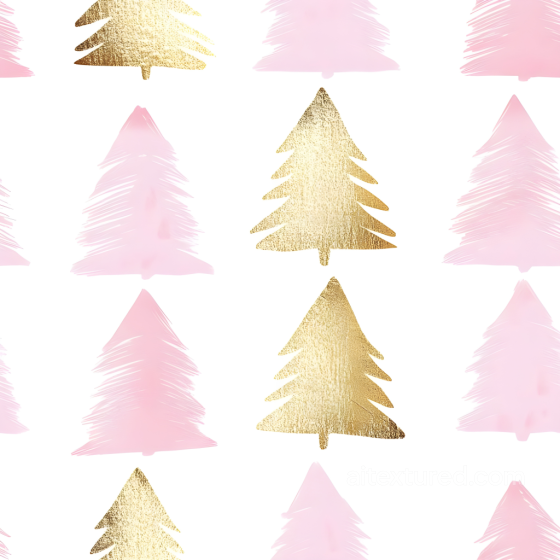 All Christmas Digital paper Texture of Pink and Gold Stylized Christmas Trees on White Ba… All Christmas Digital paper texture preview