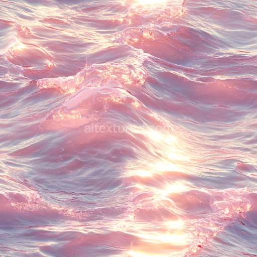 Seamless 3D Water PBR Texture with Dreamy Pink and Golden Highlights
