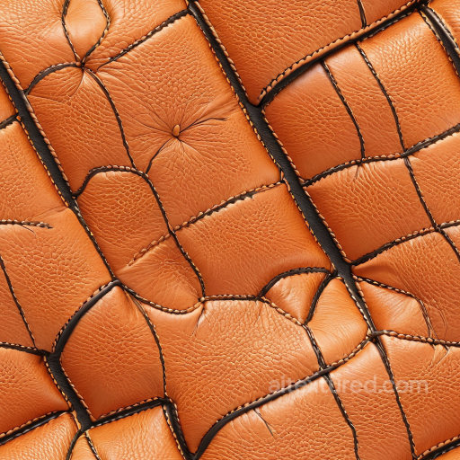 Quilted Orange Leather Upholstery Texture with Detailed Stitching seamless Leather PBR texture
