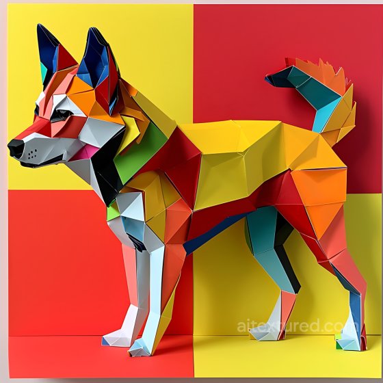 Animal Texture of Colorful Geometric Origami Dingo Pattern Animal texture preview