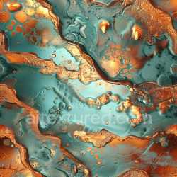 seamless Seamless 3D PBR Texture with Glossy Organic Abstract Patterns in Turquoise and Copper Tones texture 8k free download PBR