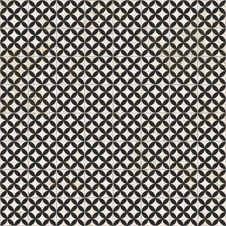 Victorian Style Porcelain Tile with Circles seamless PBR texture preview
