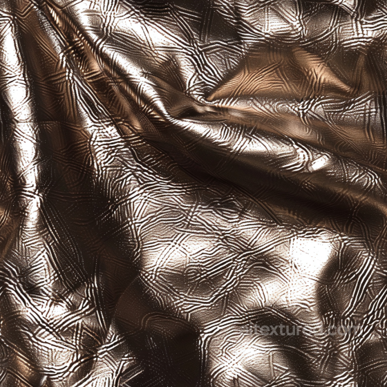 Seamless Glossy Metallic Brown Leather PBR Texture with Geometric Embossed Grain Leather texture preview