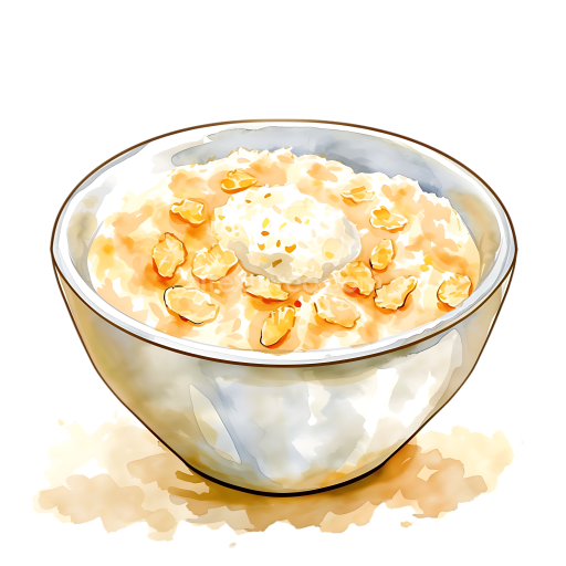 Breakfast Rice Flakes Porridge Bowl Illustration with Soft Pastel Tones