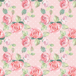 seamless Seamless 3D PBR Texture of Pink Flower Watercolor Floral Pattern with White Polka Dots texture 8k free download PBR