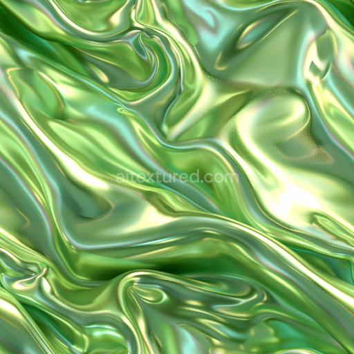 Seamless 3D PBR Texture of Glossy Green Satin with Smooth Reflective Folds