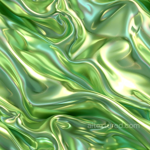 Seamless 3D PBR Texture of Glossy Green Satin with Smooth Reflective Folds texture preview