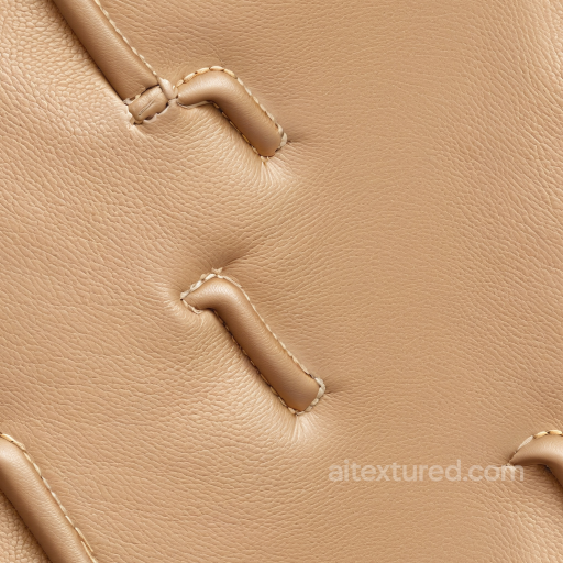 Beige Grainy Leather PBR Texture with Stitched Padded Details seamless Leather PBR texture