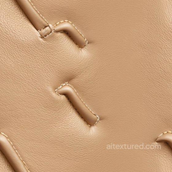 Beige Grainy Leather PBR Texture with Stitched Padded Details Leather texture preview