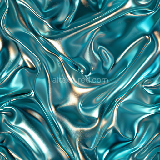 Seamless 3D PBR Texture of Glossy Iridescent Blue Wrinkled Surface