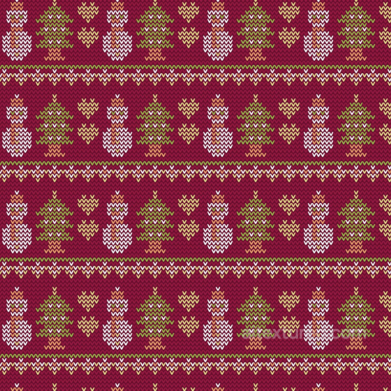 Christmas Knit Fabric Texture With Snowmen And Trees All Christmas Digital paper texture preview