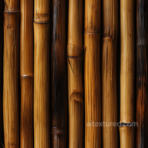 Bamboo Texture Featuring Glossy Polished Vertical Culms seamless Bamboo PBR texture