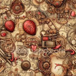 seamless Seamless 3D PBR Texture Featuring Intricate Vintage Mechanical Scrapbook Elements texture 8k free download PBR