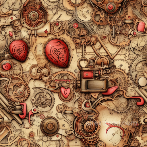 Featuring Intricate Vintage Mechanical Scrapbook Elements seamless Vintage Scrapbook PBR texture