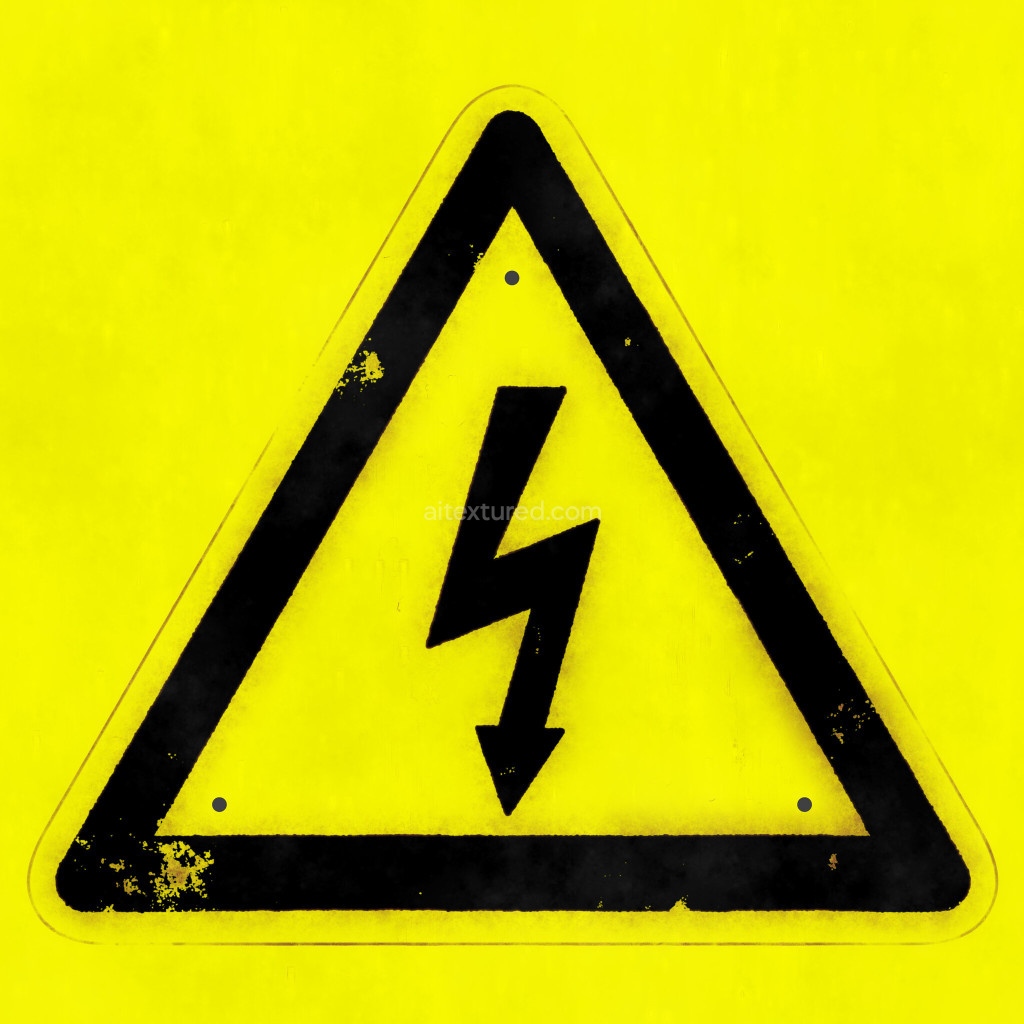 Seamless PBR sign texture with warning icon