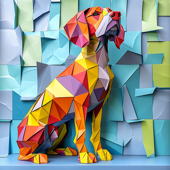Low-Poly of Bavarian Mountain Hound in Origami Style seamless PBR texture preview