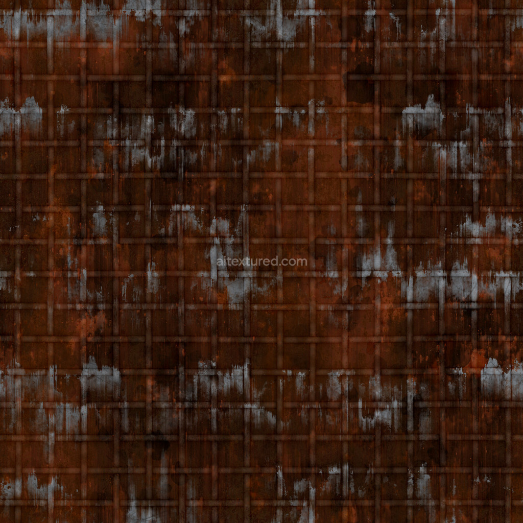 Seamless PBR fence texture with rusty and weathered appearance