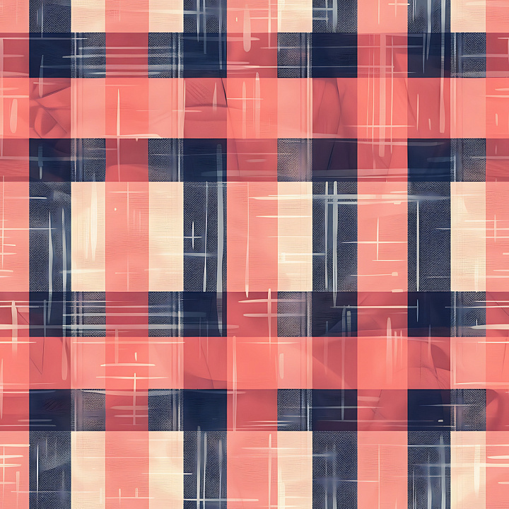 Plaid Patterned Metal with Soft Coral and Navy Colors seamless PBR texture preview