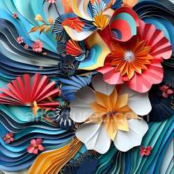 seamless Seamless 3D PBR Texture of Colorful Origami Animal and Floral Shapes texture 8k free download PBR