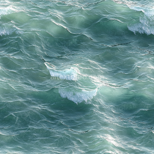 Seamless 3D Water PBR Texture of Realistic Ocean Surface with Dynamic Foam and Gentle Waves
