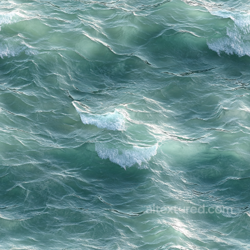 Water PBR Texture of Realistic Ocean Surface with Dynamic Foam and Gentle Waves seamless Water PBR texture