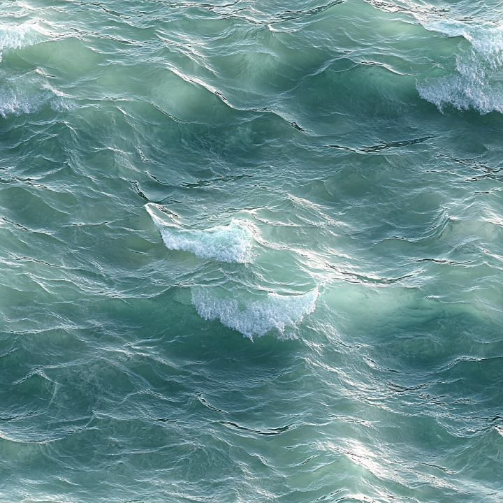 Water of Realistic Ocean Surface with Dynamic Foam and Gentle Waves seamless PBR texture preview