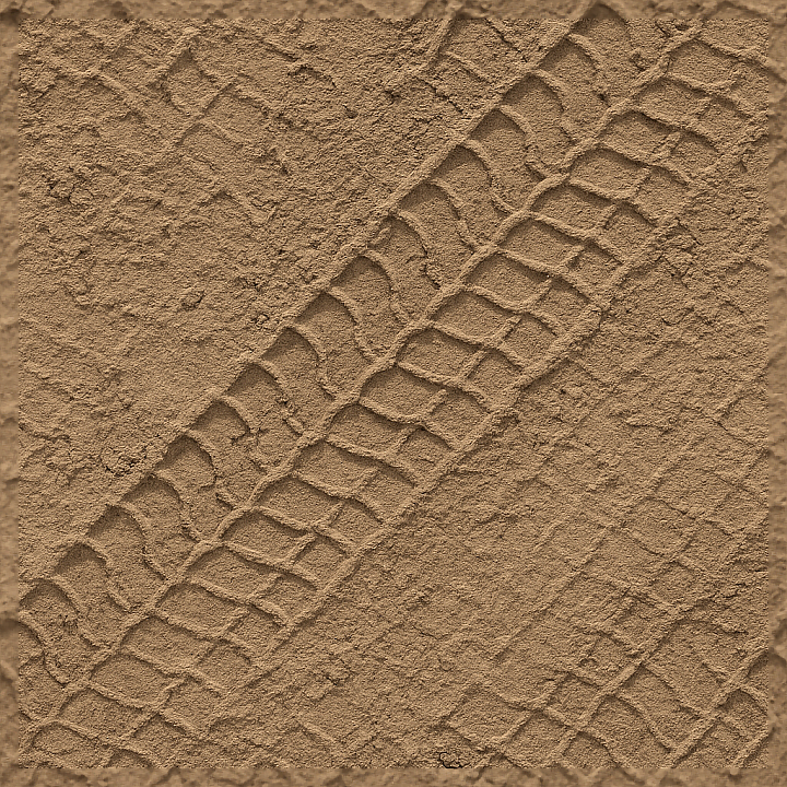 Tire Tracks With Deep Impressions On Compacted Soil Ground seamless PBR texture preview