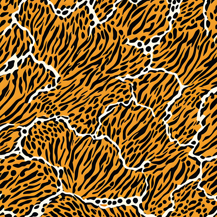 Leopard Print Fabric with Organic Black and Orange Pattern seamless PBR texture preview