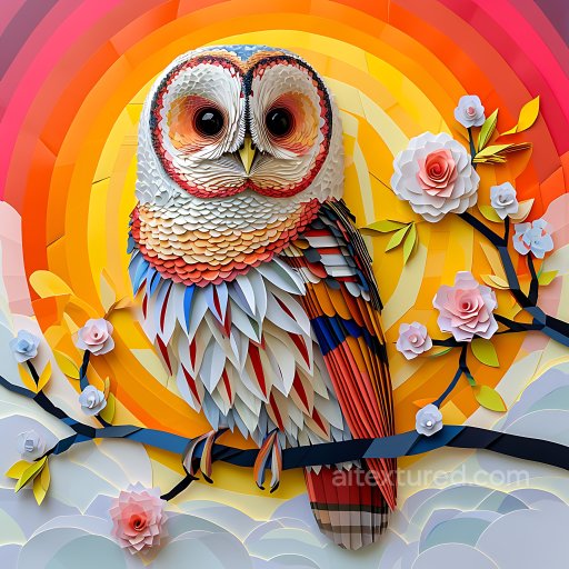 Animal - Seamless 3D PBR Texture of Barred Owl Feather Pattern in Vivid Color Palette texture preview