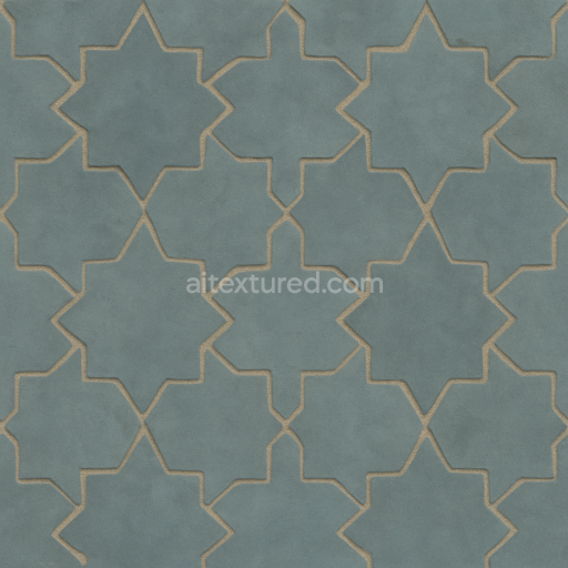 Seamless 8k pbr 3d texture of matte glazed handmade decorative moroccan tile with geometric pattern
