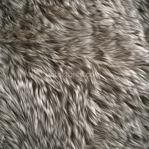 Seamless 3D PBR long fur leather texture with natural gray and beige tones