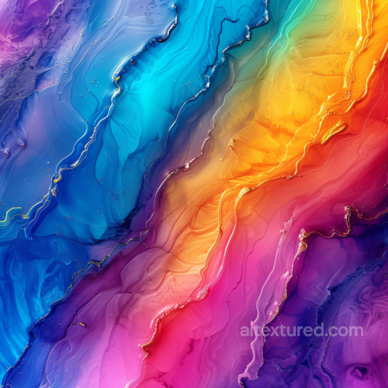 Alcohol Ink PBR Texture Featuring Rainbow Fluid Waves and Gold Veining Alcohol ink texture preview