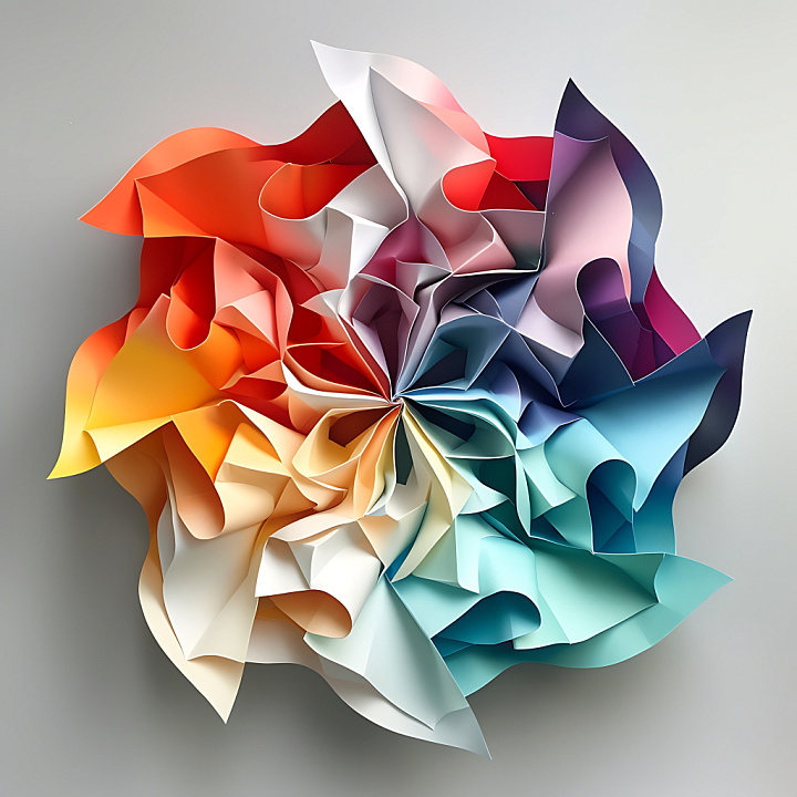 Featuring Multicolored Origami-Style Paper Folds seamless PBR texture preview