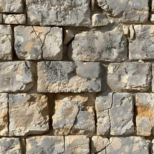 Weathered Limestone Stone Wall PBR Texture with Cracks and Erosion seamless Stone PBR texture
