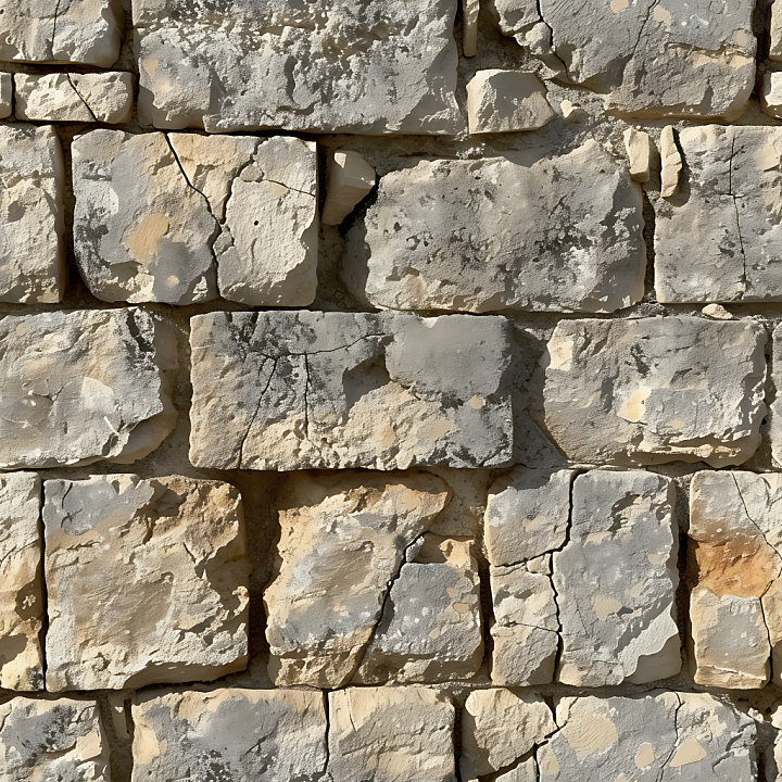 Weathered Limestone Stone Wall with Cracks and Erosion seamless PBR texture preview