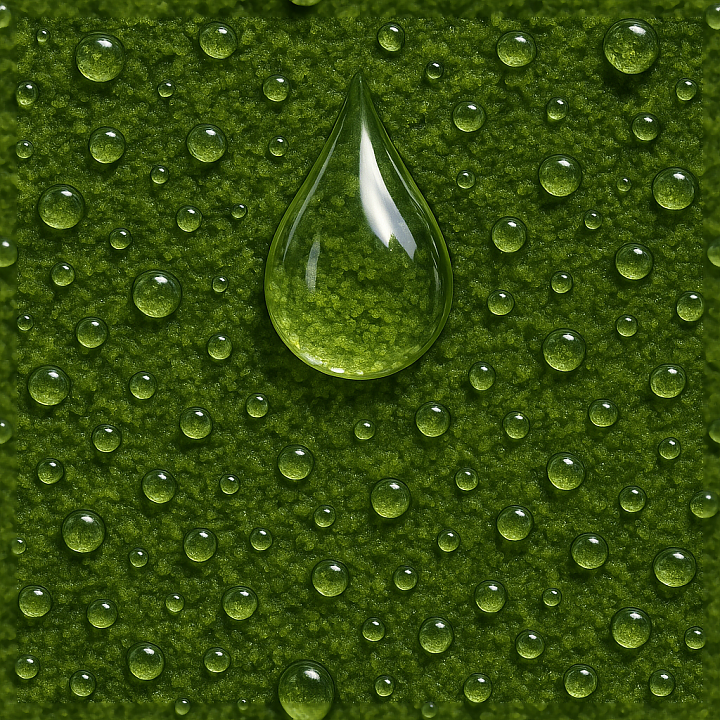 Shimmering Tear Drop Shapes On Wet Moss seamless PBR texture preview
