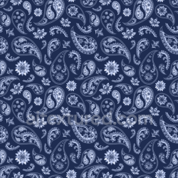 seamless Seamless 3D PBR Texture of Retro Blue Paisley Fabric Pattern texture 8k free download PBR