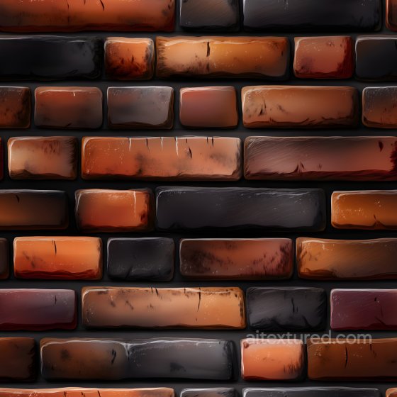 Cracked Brick Wall Texture with Varied Red and Black Bricks Brick texture preview