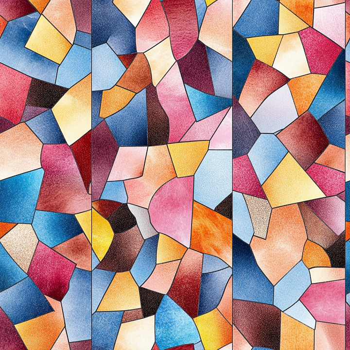 Mosaic with Colorful Irregular Stone Chips and Soft Matte Finish seamless PBR texture preview