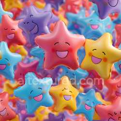 seamless Seamless 3D Inflated Star-Shaped PBR Texture in Soft Pastel Vinyl Colors texture 8k free download PBR