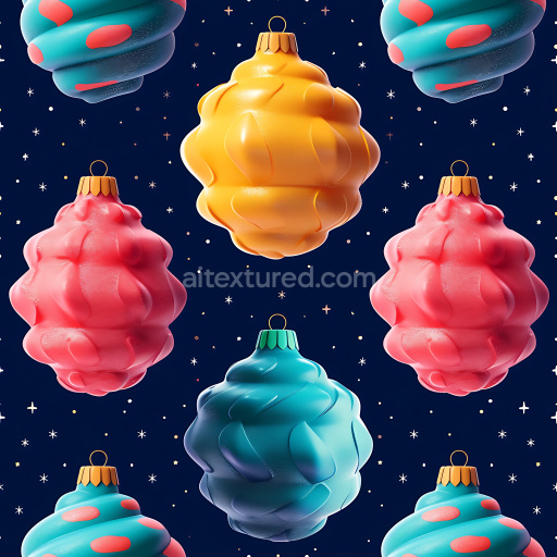 Seamless 3D Inflated PBR Texture with Colorful Ornament Bubble Pattern